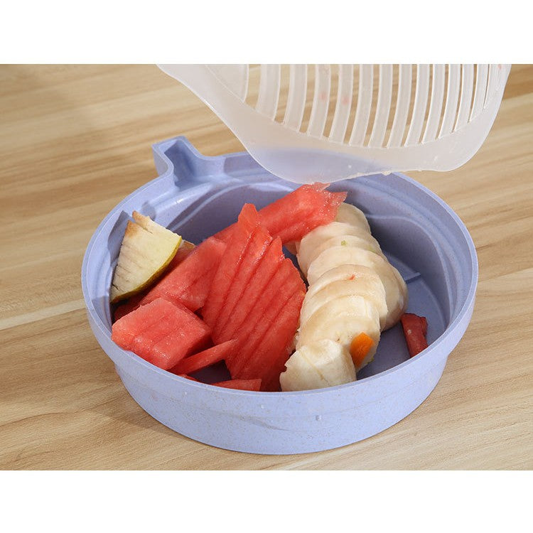 Bol Feliator pentru Salata, Castron Multifunctional pentru Spalat si Taiat Legume sau Fructe, Protectie Maini si Scurgere, Plastic, 21x18.5x11.5 cm, Mov