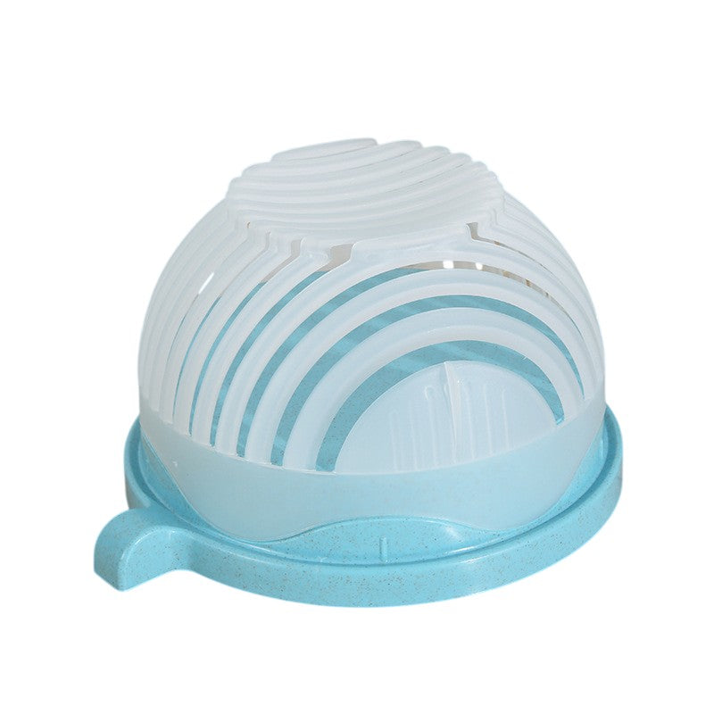 Bol Feliator pentru Salata, Castron Multifunctional pentru Spalat si Taiat Legume sau Fructe, Design Ergonomic cu Protectie Maini si Scurgere, Plastic Alimentar, 21x18.5x11.5 cm, Albastru