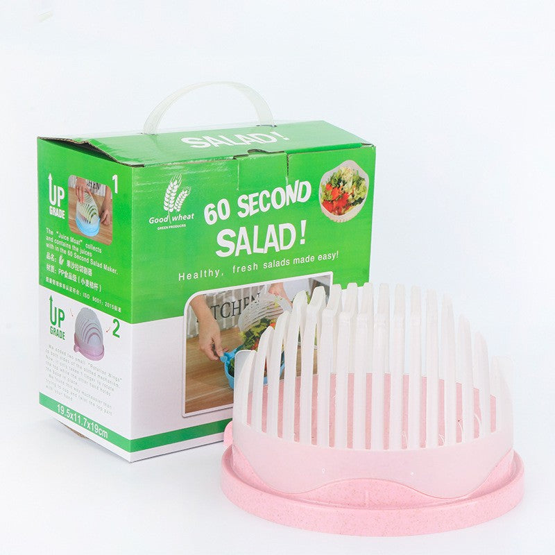 Bol Feliator pentru Salata, Castron Multifunctional pentru Spalat si Taiat Legume sau Fructe, Dispozitiv cu Scurgere si Protectie Maini, Plastic ABS, 21x18.5x11.5 cm, Roz