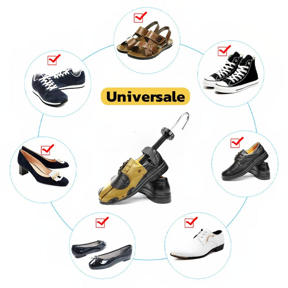 Set 2 Calapoade Pantofi pentru Alungit si Largit, Sanuri Reglabile cu Accesorii si Incaltator, ABS Premium si Metal, Marime 35-42, Galben/Negru