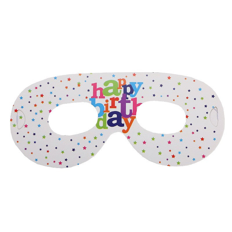 Set 6 Masti de Petrecere Happy Birthday, Accesorii Aniversare Copii si Adulti, Carton 210 g, Multicolor, 16 x 6.5 cm