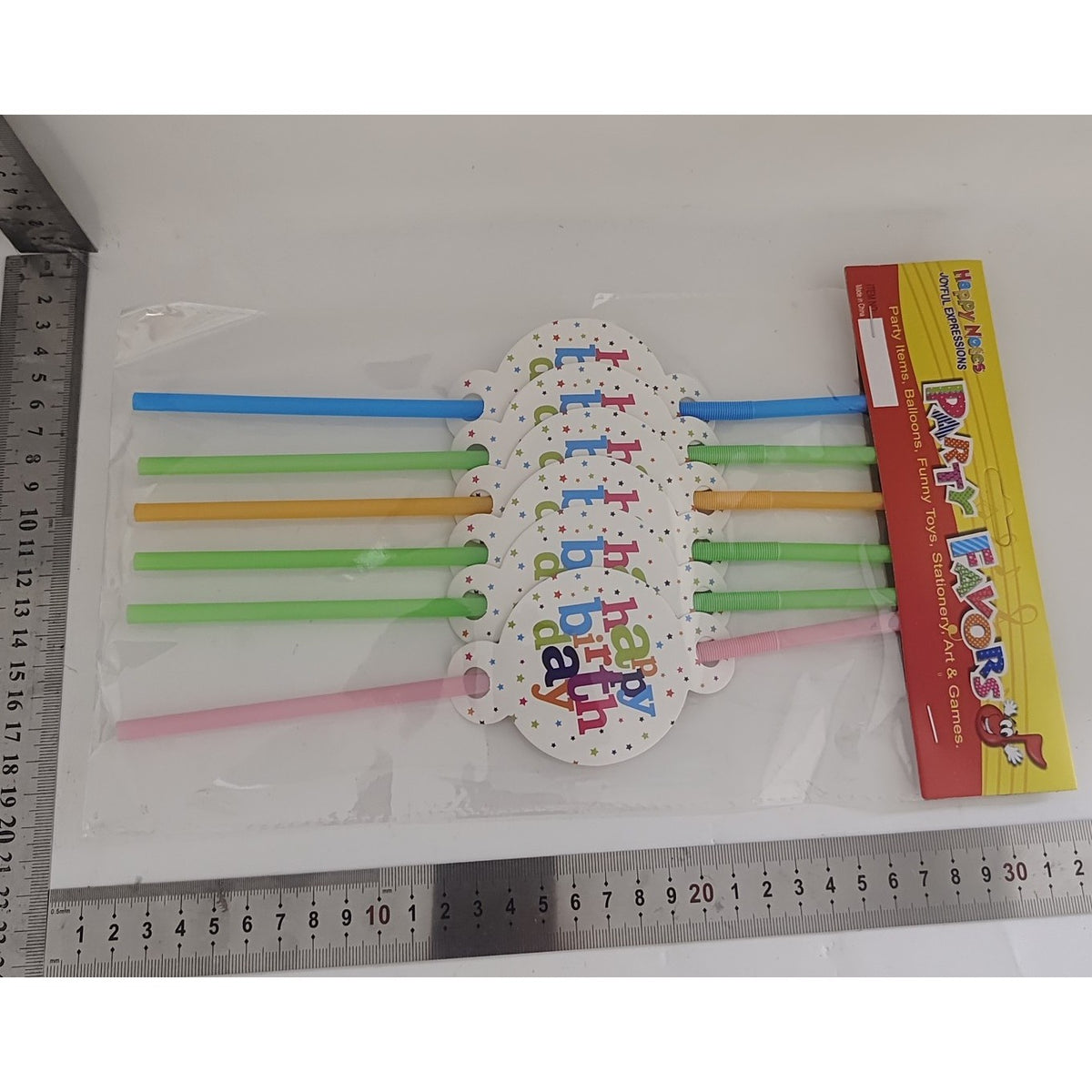 Set 6 Paie Pentru Petrecere, Colectia Happy Birthday, Design Tematic Aniversar, Carton Si Plastic, 26 cm, Multicolor