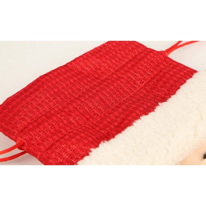 Săculeț de Crăciun pentru Sticlă de Vin sau Șampanie, Design Moș Crăciun, Ambalaj Cadou Festiv, Material Textil, 13x28 cm, Roșu