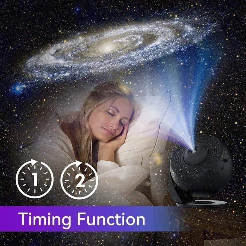 Lampa Proiector Stele si Galaxie, Planetariu HD cu Rotire 360 Grade, Temporizator si 13 Filme Inlocuibile, Alimentare USB, ABS, Negru