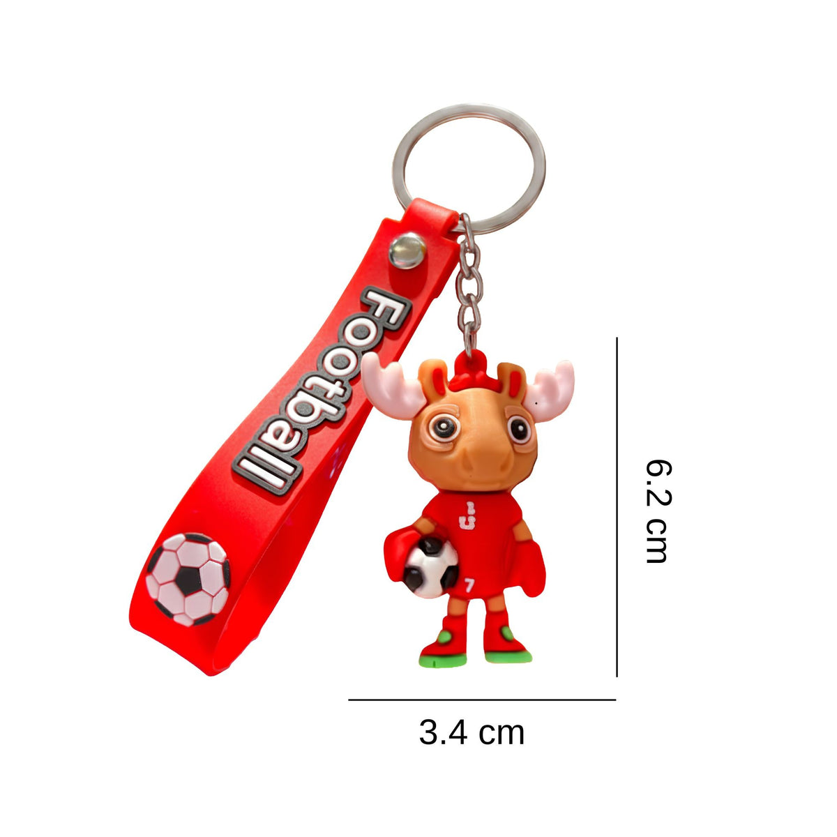 Breloc Chei Model Cerb, Mascota Fotbal Cupa Mondiala, Accesoriu Rucsac si Ghiozdan, Cauciuc Moale Flexibil, 6.2 x 3.4 cm, 26 g, Rosu