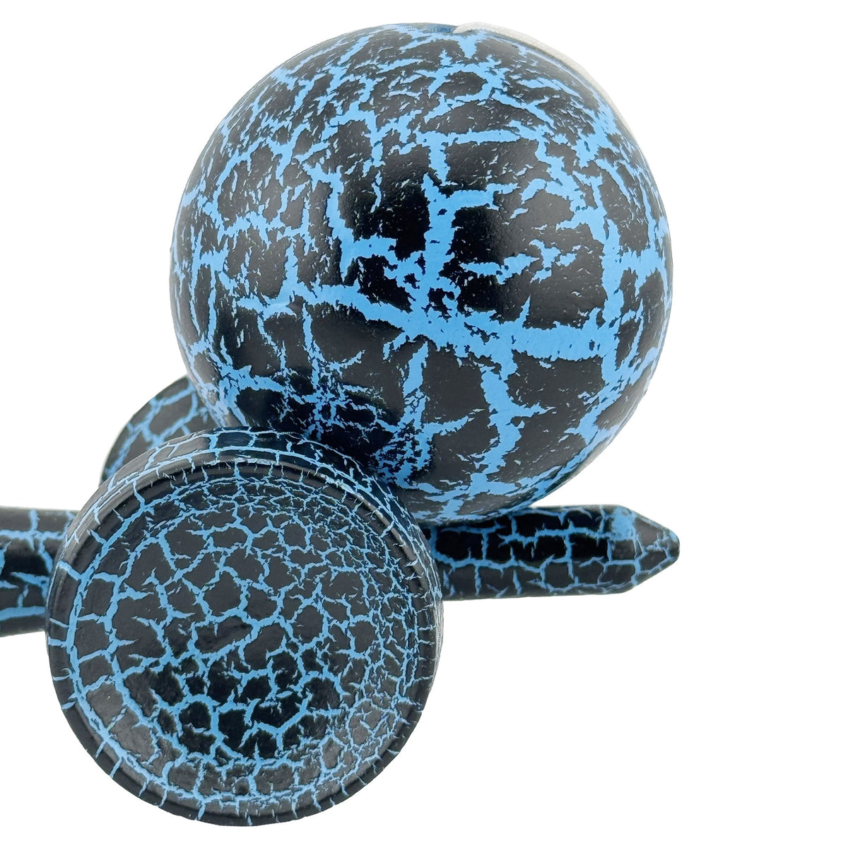 Kendama X Originala Berbis – Jucarie Interactiva din Lemn, 18 cm, Joc de Indemanare pentru Copii si Adulti, Design Cracked Negru-Albastru