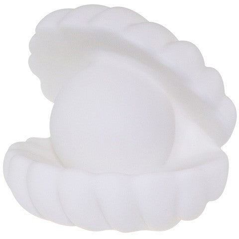 Lampa De Veghe Cu LED, Model Scoica Cu Perla, Design Decorativ, Lumina Alb Rece, Alimentare Baterii 3 x LR44, Plastic Si Vinil, 10 x 8.5 cm, Alb