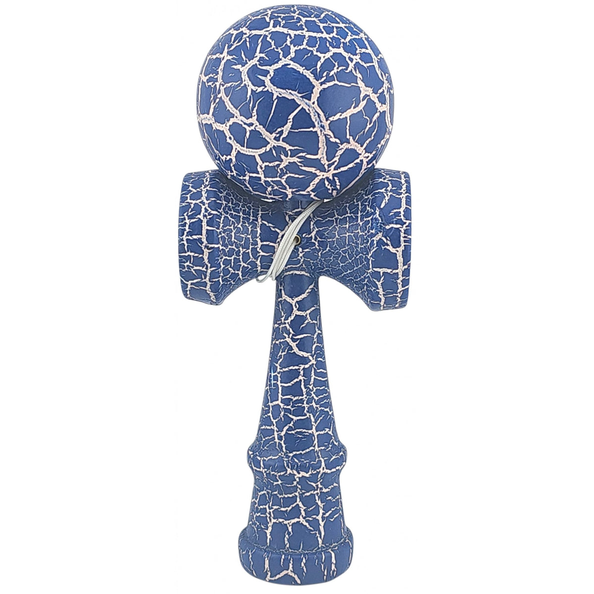 Kendama X Originala Berbis – Jucarie Interactiva din Lemn, 18 cm, Joc de Indemanare pentru Copii si Adulti, Design Cracked Albastru Inchis-Alb