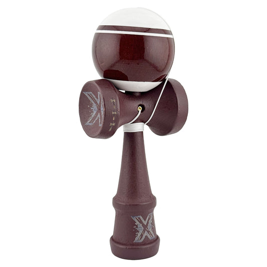 Kendama X Originala, Model Alb / Maro cu Linii, Spike Maro, Profesionala, Legendary, Super Sticky, Rulment, Ata 55cm