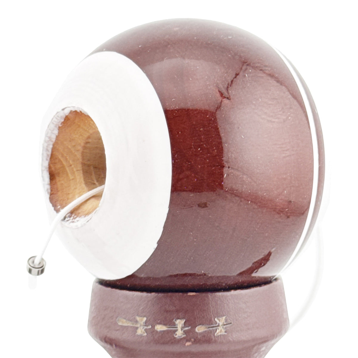 Kendama X Originala, Model Alb / Maro cu Linii, Spike Maro, Profesionala, Legendary, Super Sticky, Rulment, Ata 55cm