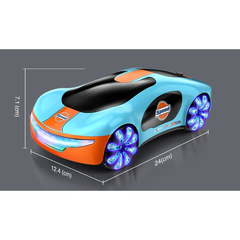 Masinuta Smart cu Telecomanda si Control prin Gesturi, Drift 360 si Efect Abur, Statie Incarcare EV, Plastic, 24x12.4x7.1 cm, Albastru/Portocaliu
