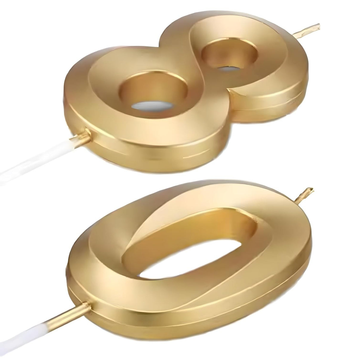 Lumanare Tort Cifra 0, Model Diamond Stralucitor cu Suport Lung, Parafina, 5 x 3.4 cm, Auriu