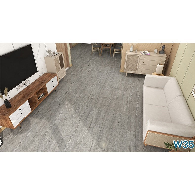 Plăci Autoadezive pentru Pardoseală, Set 36 Bucăți, PVC Impermeabil și Ignifug, Grosime 1.5 mm, Acoperire 5 m2, 91.44 x 15.24 cm, Model 3, Gri