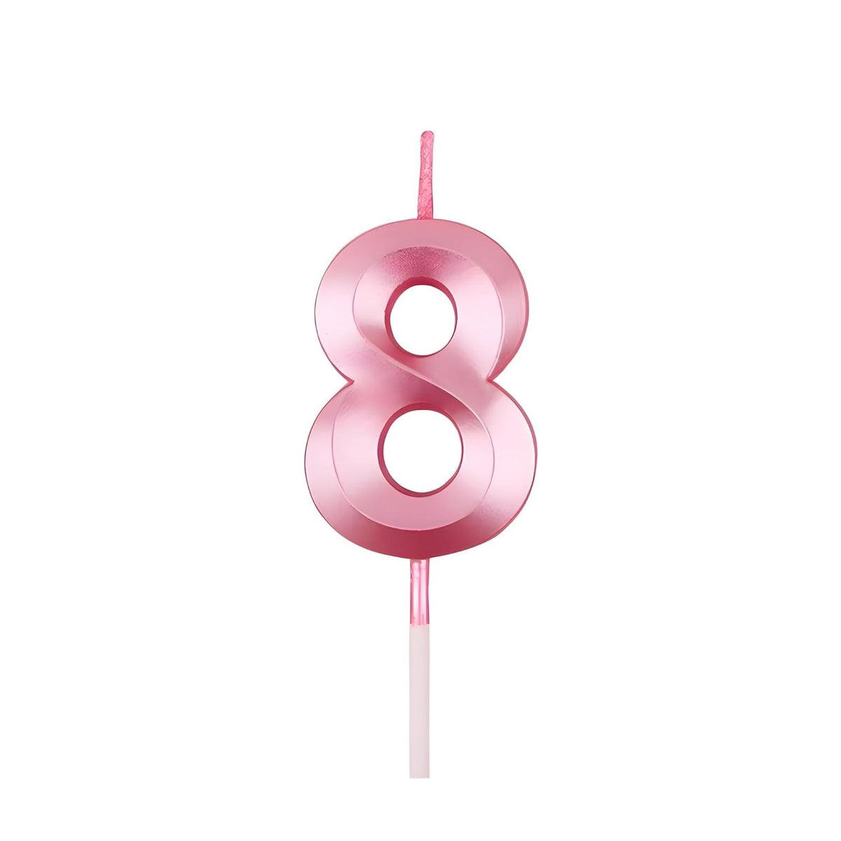 Lumanare Tort Cifra 8, Design Diamond Stralucitor cu Suport Lung, Parafina, 5 x 3.4 cm, Roz