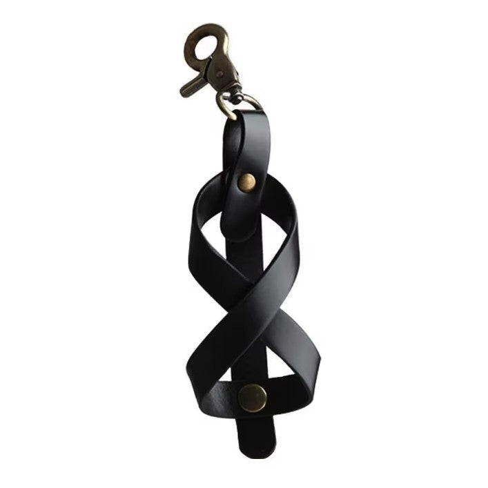 Husa Pentru Kendama, Suport Depozitare Si Transport, Model Breloc Cu Catarama Si Capse Metalice, Piele Ecologica, 12 x 6 cm, Negru