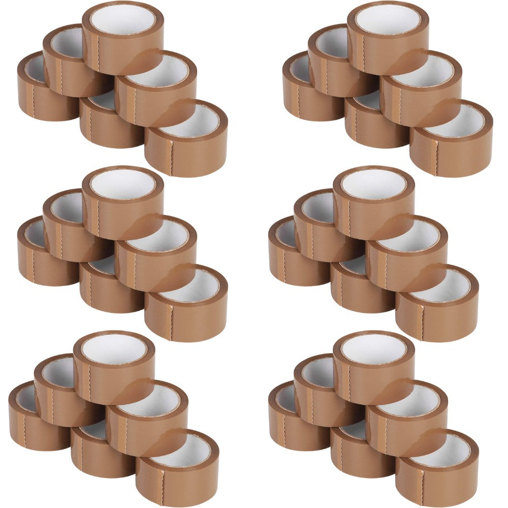 Set 36 Role Banda Adeziva Low Noise pentru Ambalare Colete, Adeziv Acrilic Silentios, Material BOPP 28 Microni, 50 mm x 66 m, Maro