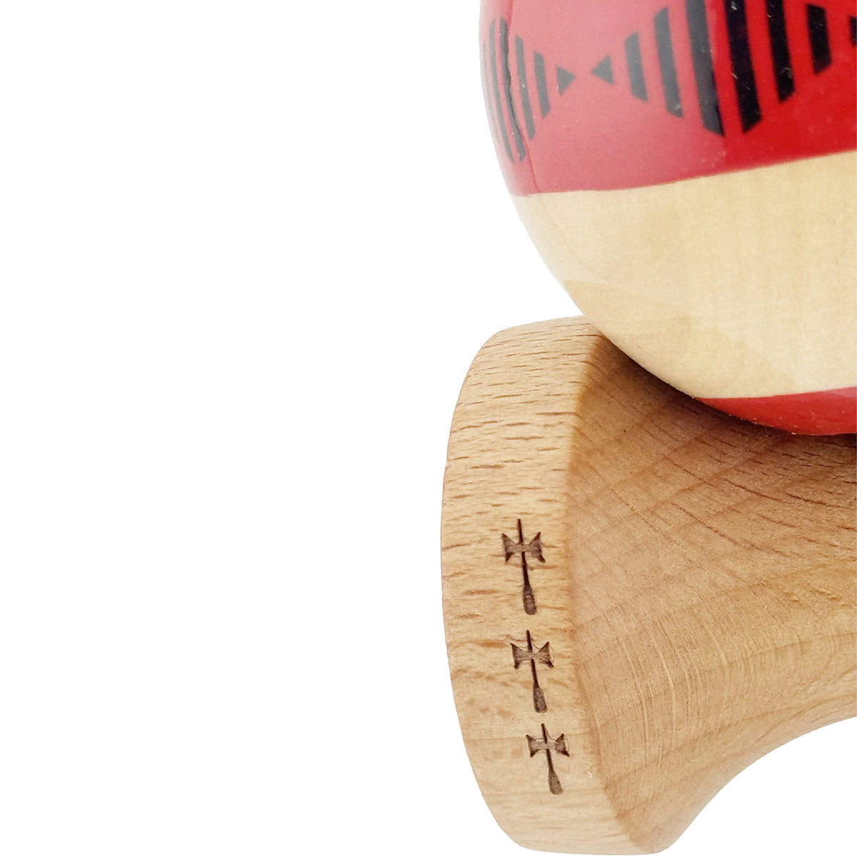 Kendama X Vibes Originala, Model Frequency Rosu / Maro, Profesionala, Cupe Mari, Super Sticky, Rulment, Ata 55cm