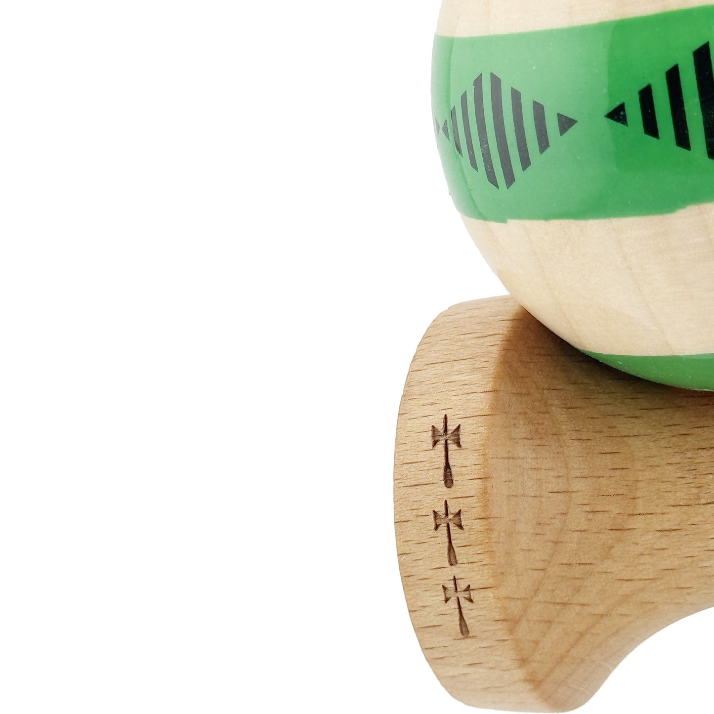 Kendama X Vibes Originala, Model Frequency Verde / Maro, Profesionala, Cupe Mari, Super Sticky, Rulment, Ata 55cm