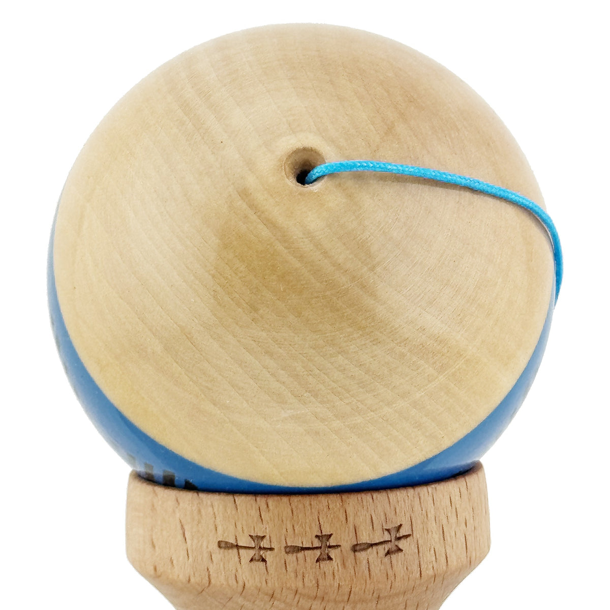 Kendama X Vibes Originala, Model Frequency Albastru / Maro, Profesionala, Cupe Mari, Super Sticky, Rulment, Ata 55cm