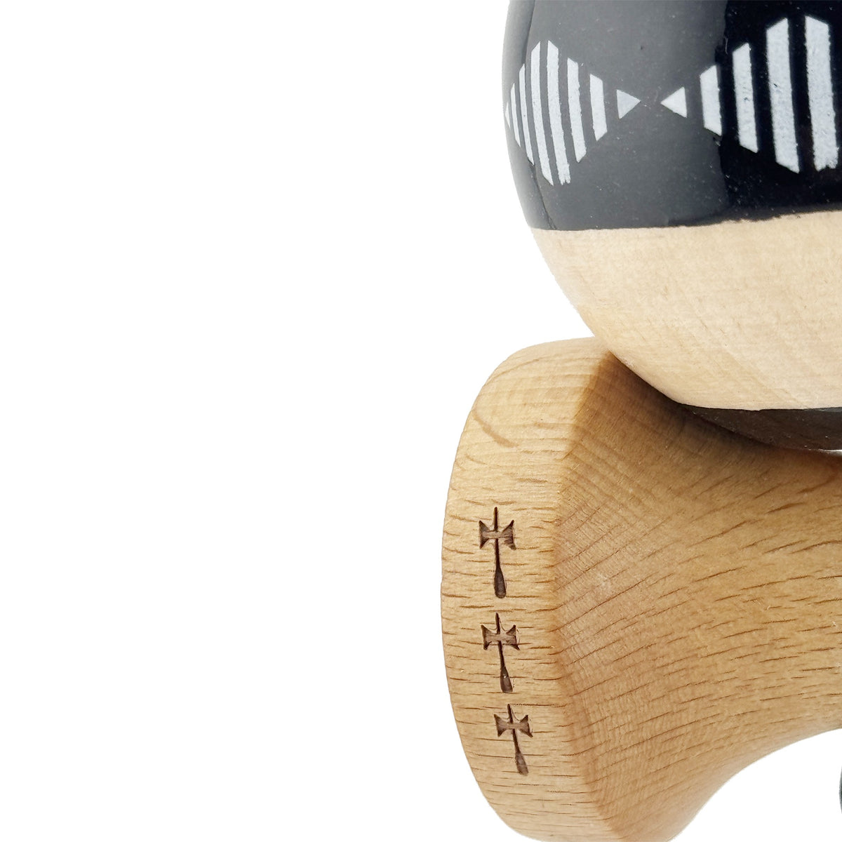 Kendama X Vibes Originala, Model Frequency Negru / Maro, Profesionala, Cupe Mari, Super Sticky, Rulment, Ata 55cm