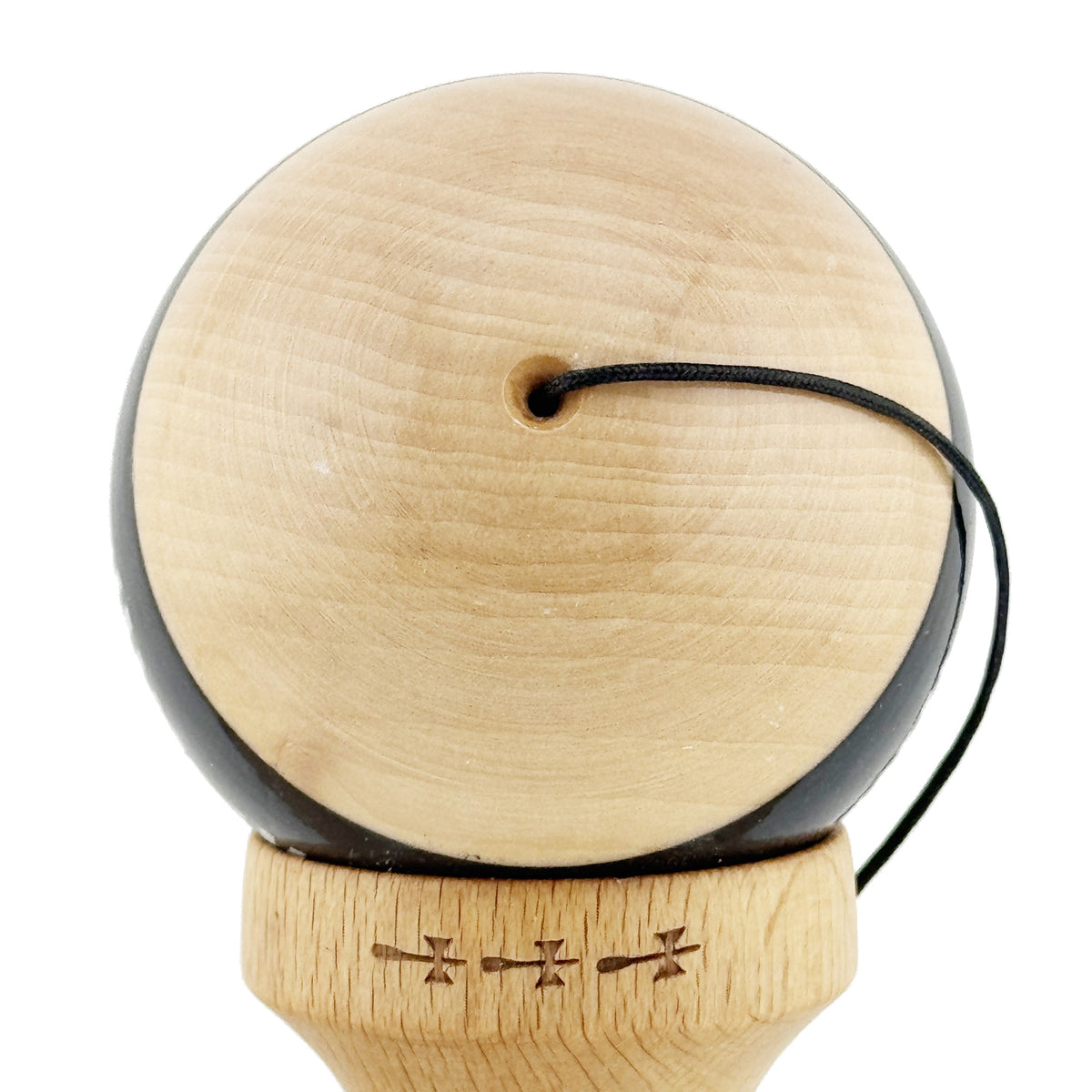 Kendama X Vibes Originala, Model Frequency Negru / Maro, Profesionala, Cupe Mari, Super Sticky, Rulment, Ata 55cm