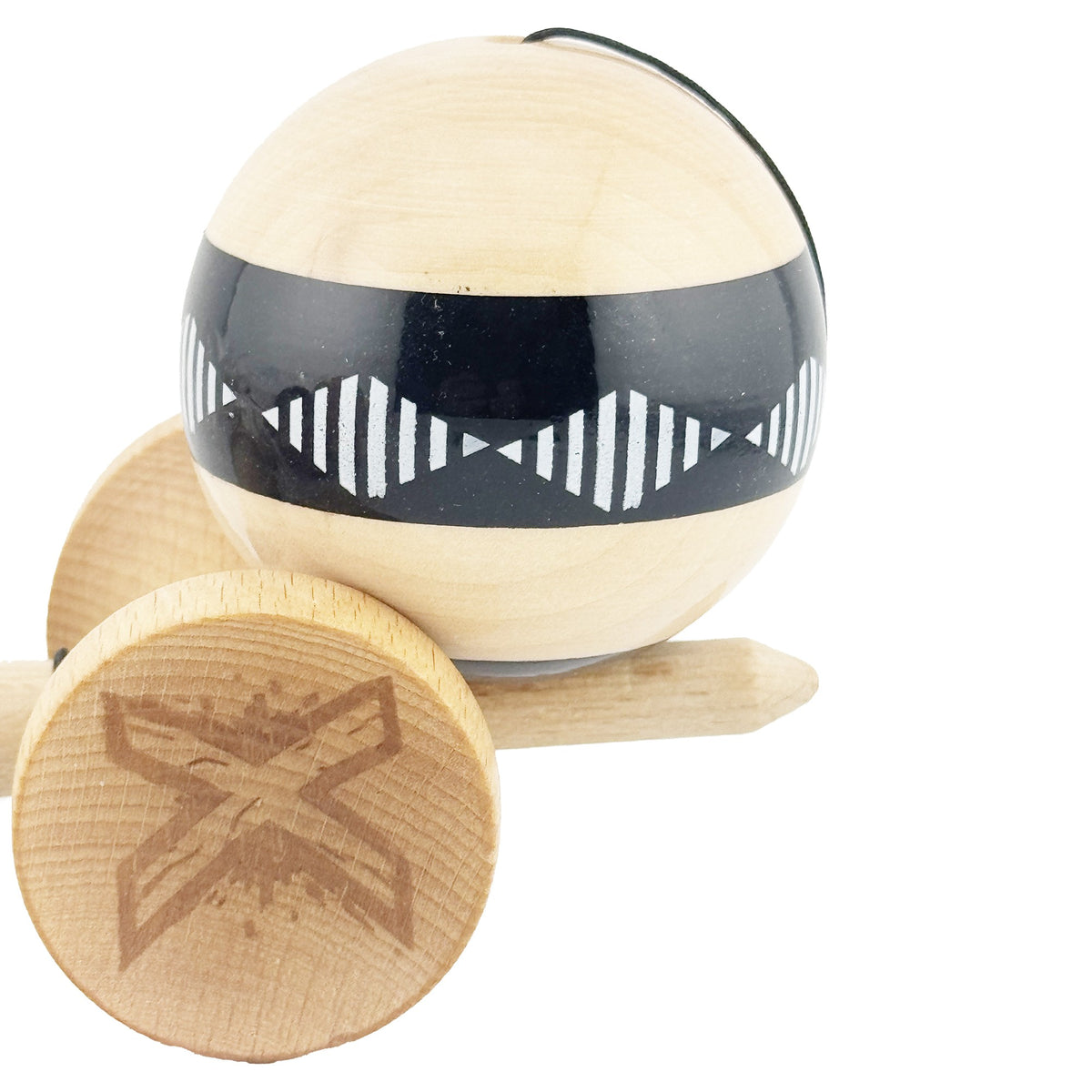 Kendama X Vibes Originala, Model Frequency Negru / Maro, Profesionala, Cupe Mari, Super Sticky, Rulment, Ata 55cm