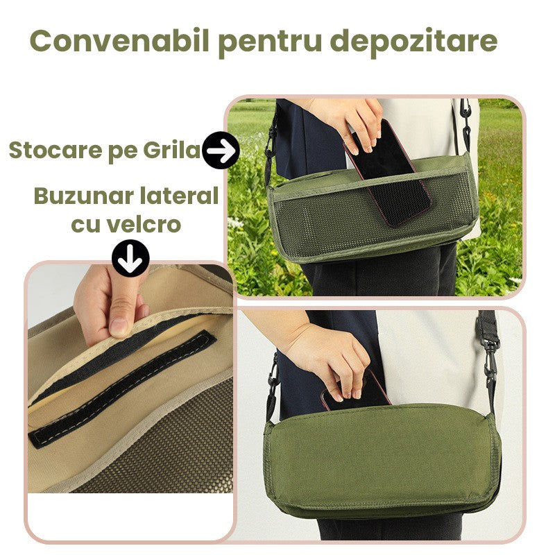 Scaun Taburet Pliabil pentru Camping si Pescuit, Portabil si Compact, Cadru Metalic si Panza Oxford, 26 x 24 x 24 cm, Verde