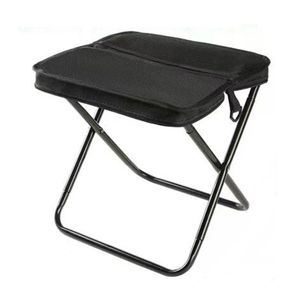 Scaun Taburet Pliabil pentru Camping si Pescuit, Portabil pentru Adulti, Panza Oxford si Cadru Metalic, 31 x 29 x 25 cm, Negru