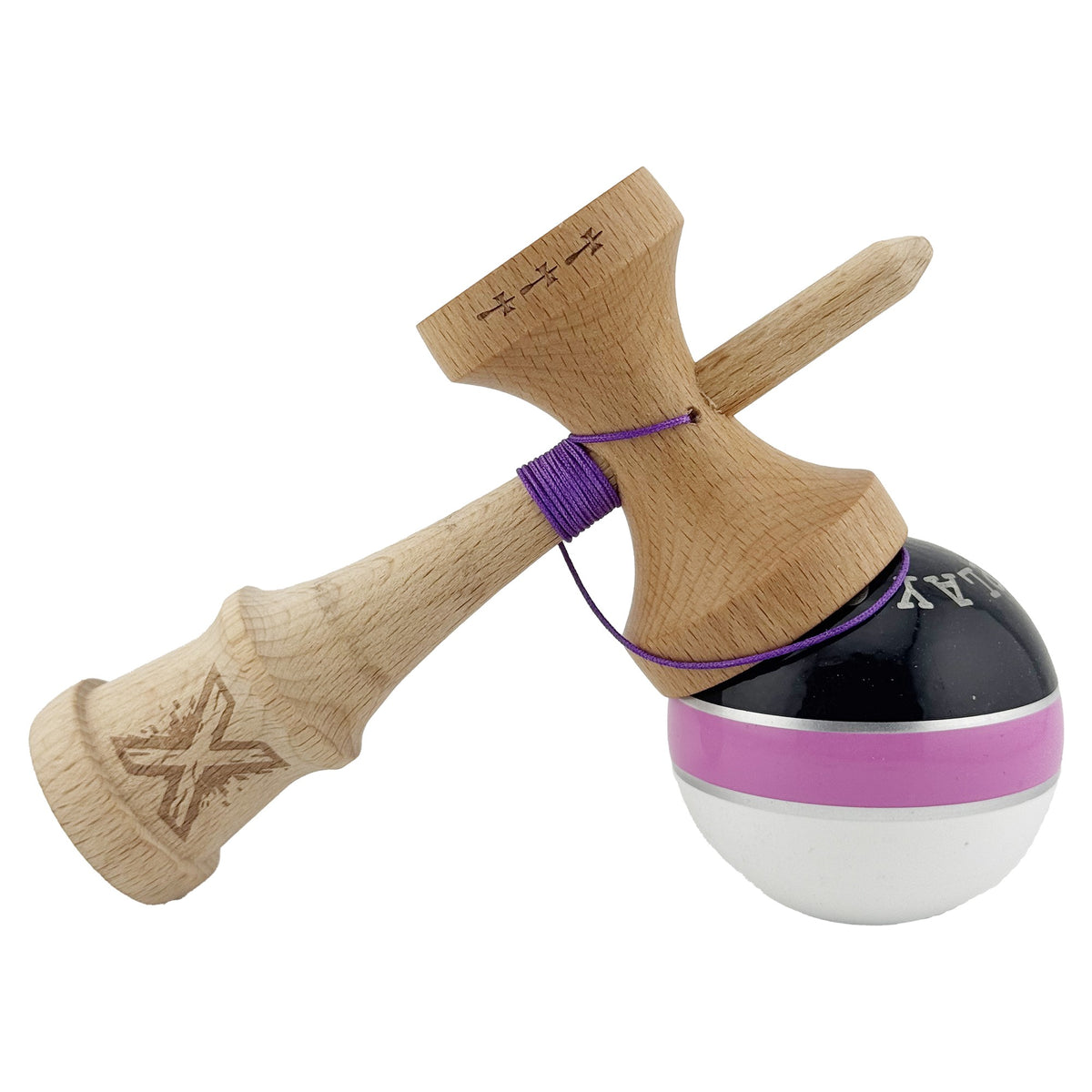 Kendama X Royal Spike Originala, Model Negru / Roz Silver / Alb, Profesionala, Cupe Mari, Super Sticky, Rulment, Ata 55cm
