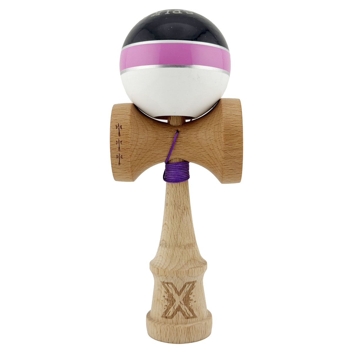 Kendama X Royal Spike Originala, Model Negru / Roz Silver / Alb, Profesionala, Cupe Mari, Super Sticky, Rulment, Ata 55cm