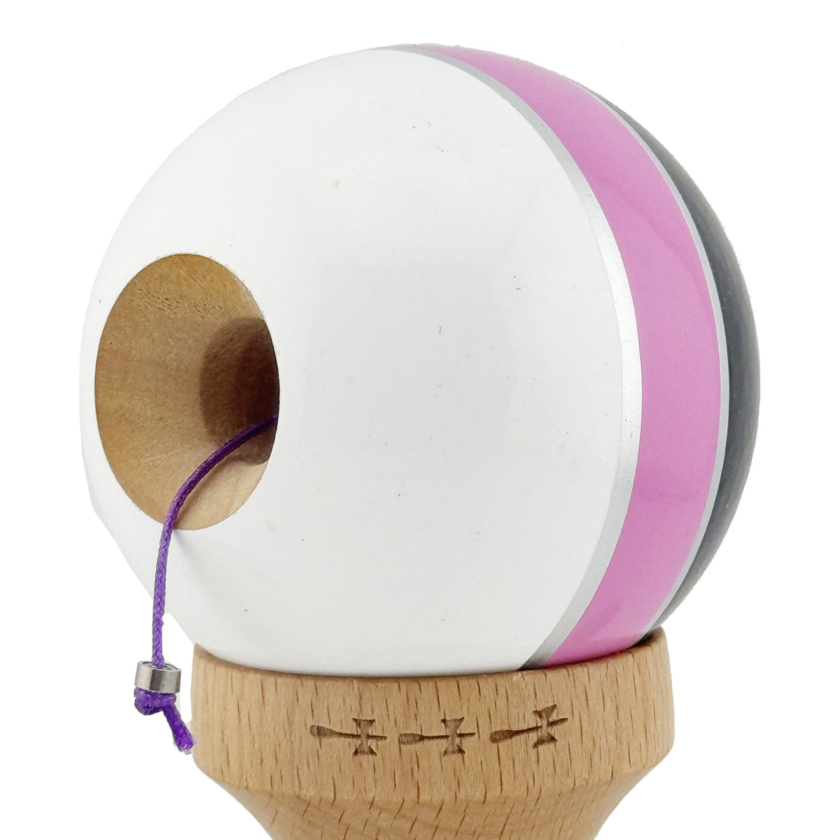 Kendama X Royal Spike Originala, Model Negru / Roz Silver / Alb, Profesionala, Cupe Mari, Super Sticky, Rulment, Ata 55cm