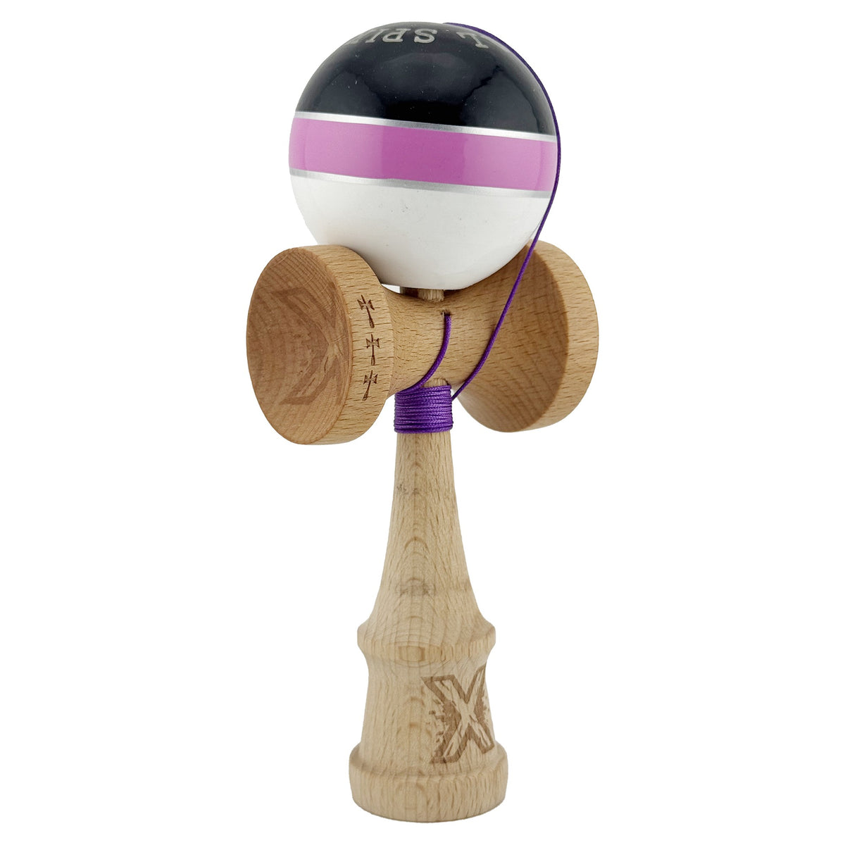 Kendama X Royal Spike Originala, Model Negru / Roz Silver / Alb, Profesionala, Cupe Mari, Super Sticky, Rulment, Ata 55cm