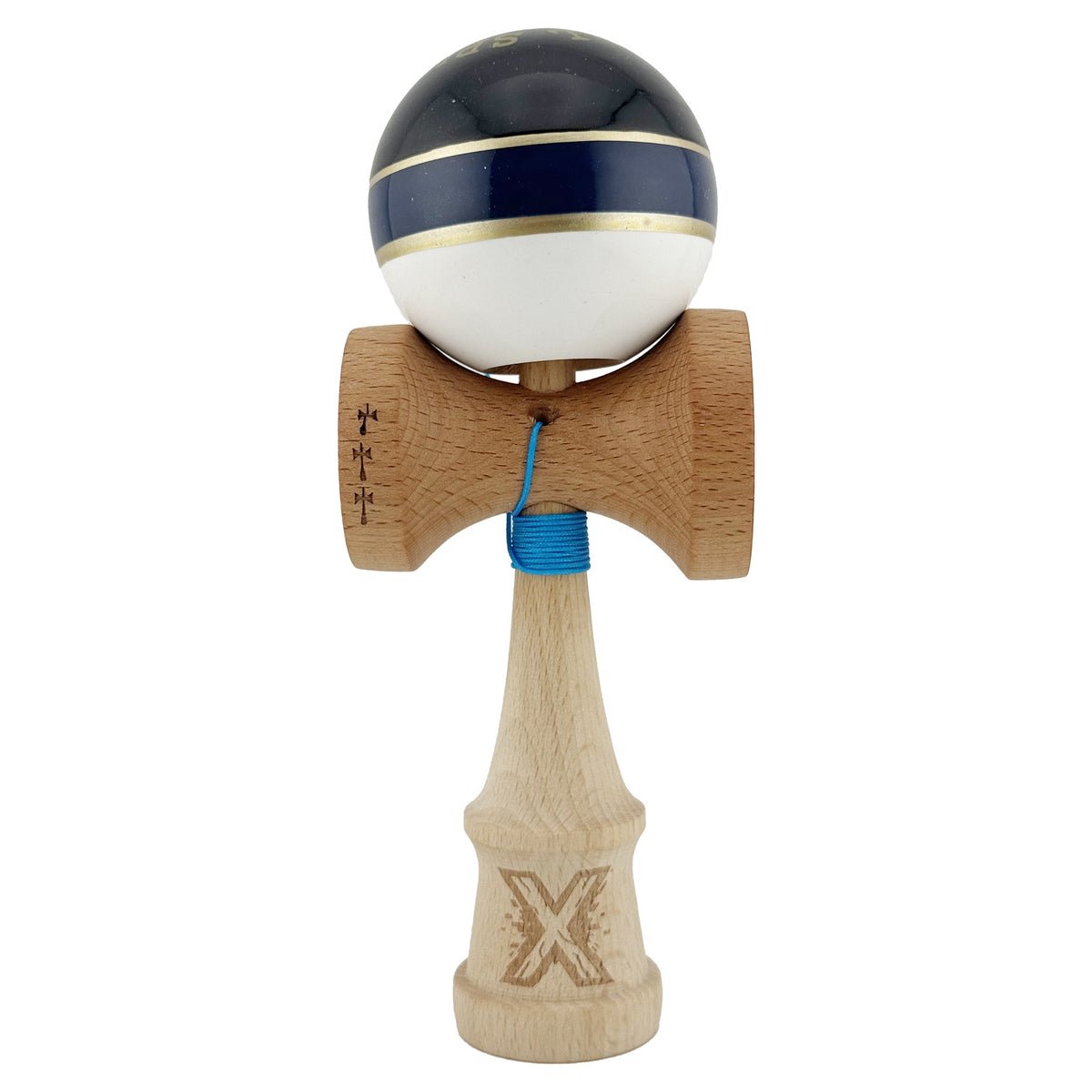 Kendama X Royal Spike Originala, Model Negru / Navy Gold / Alb, Profesionala, Cupe Mari, Super Sticky, Rulment, Ata 55cm