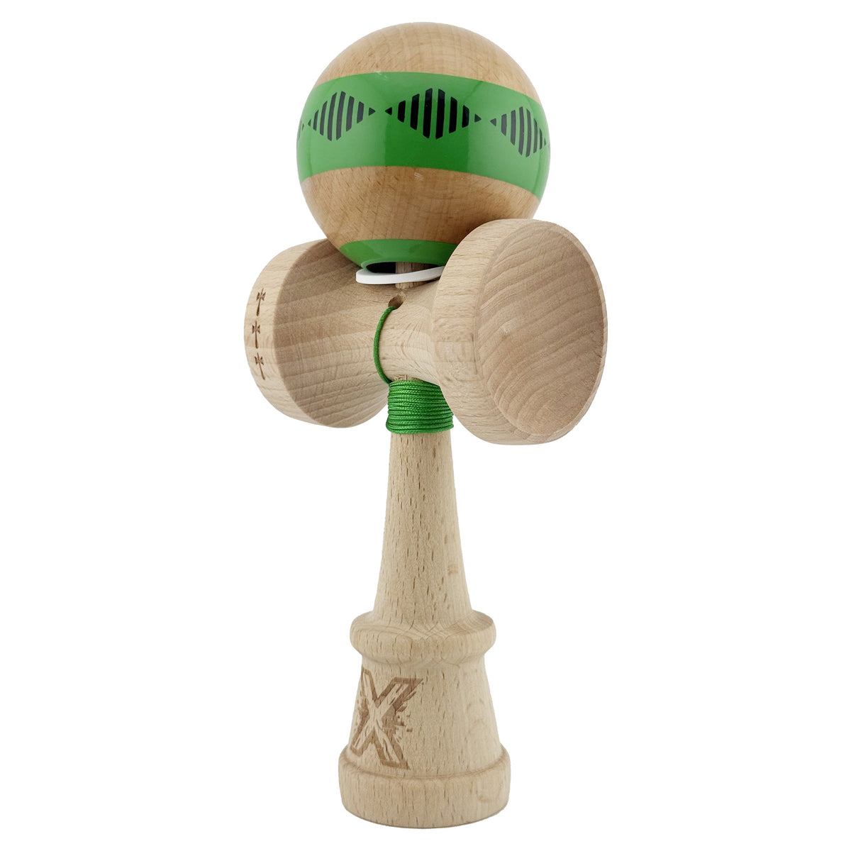 Kendama X Vibes Originala, Model V3 Verde, Profesionala, Cupe Mari King Size, Super Sticky, Gaura in Baza, Rulment, Ata 55cm