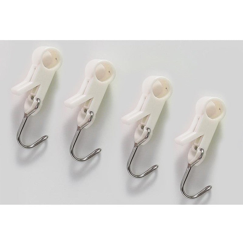 Set 4 Carlige Multifunctionale Tubulare, Suport Mobile pentru Baie si Bucatarie, Montare Fara Gaurire pe Tija, Material ABS Rezistent, 8.7 x 3.5 cm, Alb