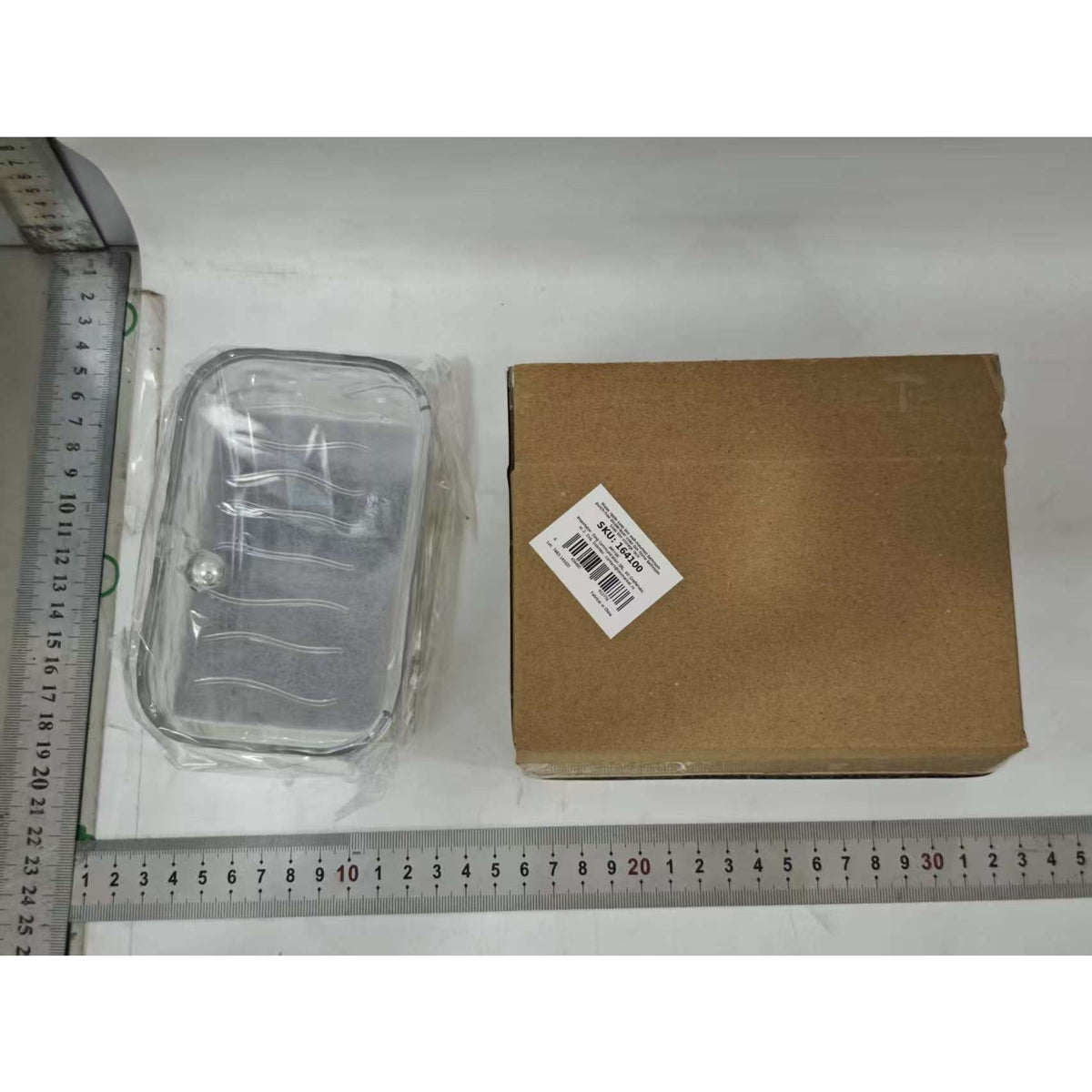 Savoniera Dubla, Suport Sapun cu 2 Straturi si Agatatoare Burete, Montare Fara Gaurire, Material PET, 13.5 x 8.5 x 6 cm, Transparent