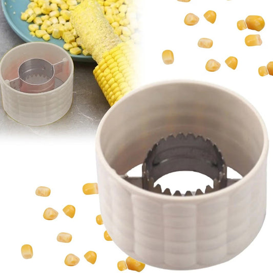 Ustensila pentru Curatare Porumb, Separator Boabe cu Sistem Rotativ, Otel Inoxidabil si Plastic ABS, Diametru 3.6 cm, Alb