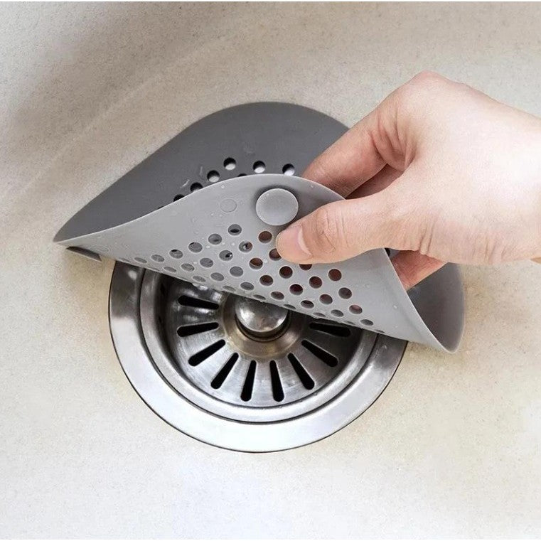 Filtru Chiuveta Anti-Infundare pentru Bucatarie si Baie, Protectie Scurgere cu Ventuze, Silicon Flexibil TPR, 14.5 x 14.5 cm, Gri
