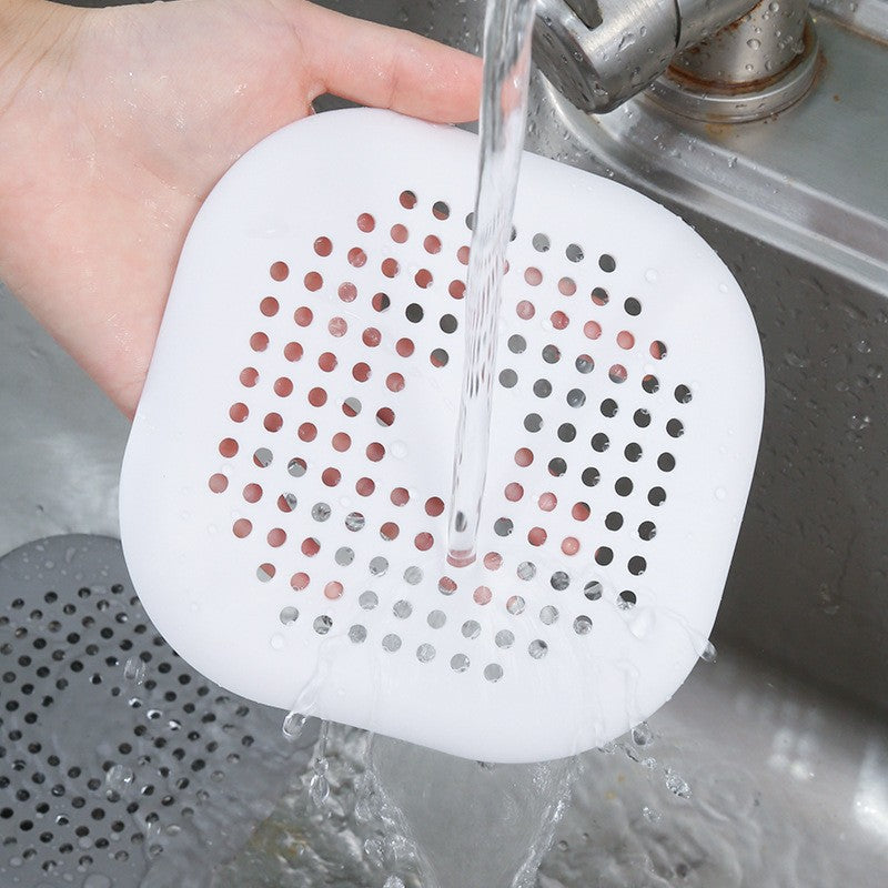 Filtru Chiuveta Anti-Infundare pentru Bucatarie si Baie, Protectie Scurgere cu Ventuze, Silicon Flexibil TPR, 14.5 x 14.5 cm, Alb