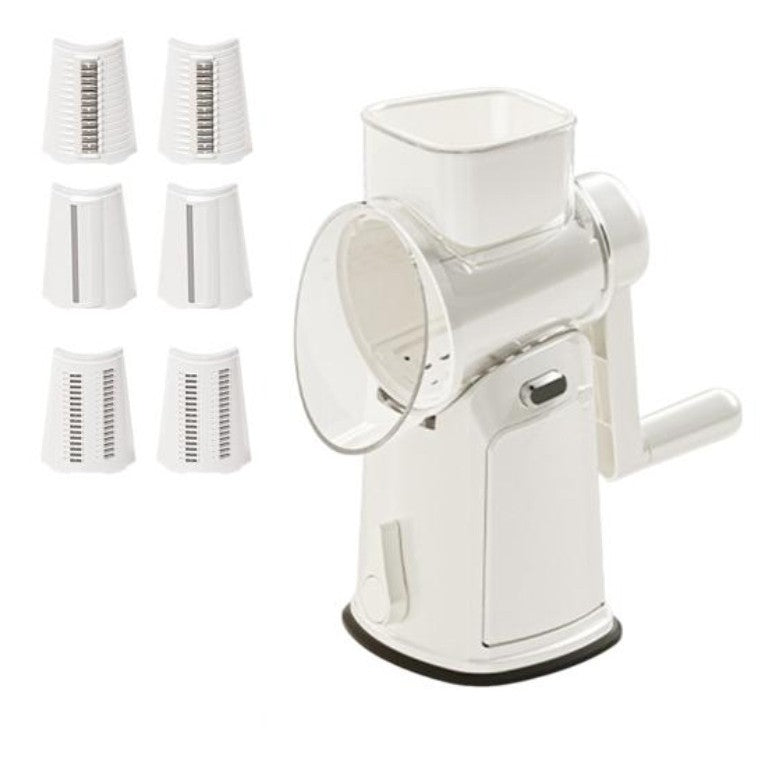 Razatoare Manuala Rotativa Multifunctionala 5 in 1, 6 Lame Interschimbabile, Otel Inoxidabil si ABS, 27 x 13 x 13 cm, Alb