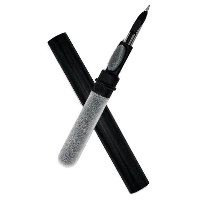 Kit de Curatare Casti 3in1, Stilou Multifunctional pentru Dispozitive Electronice, Varf Metalic si Perie, ABS si Inox, 10.6 x 1.3 cm, Negru