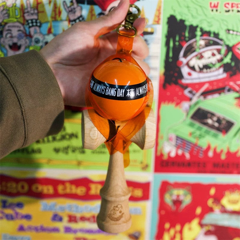 Husa pentru Kendama, Suport Depozitare si Transport cu Catarama Tip Breloc, PVC Rezistent, 12 x 6 cm, Portocaliu