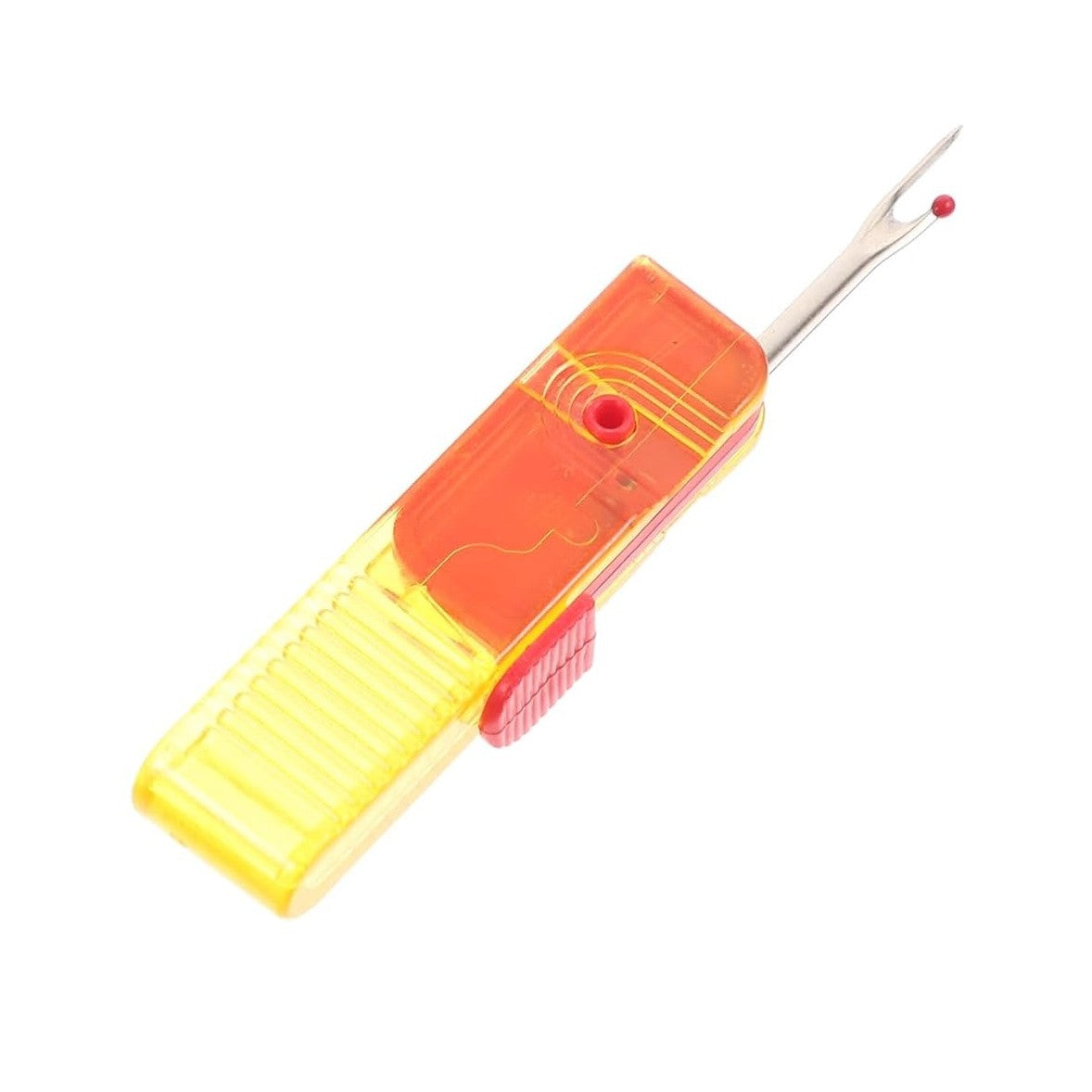 Dispozitiv pentru Descusut și Tăietor de Etichete, Instrument 2-în-1 pentru Croitorie, Design Pliabil și Portabil, Plastic și Metal, 1.7 x 7 cm, Galben/Roșu