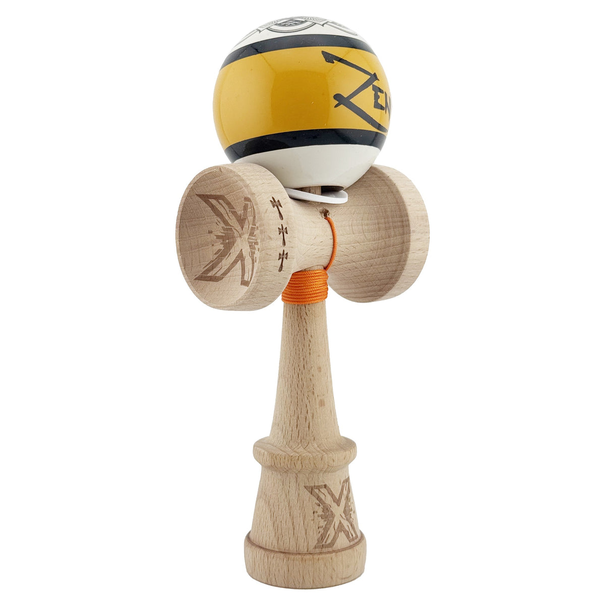 Kendama X Zen Originala, Model V3 Gold, Profesionala, Cupe Mari King Size, Super Sticky, Gaura in Baza, Rulment, Ata 55cm
