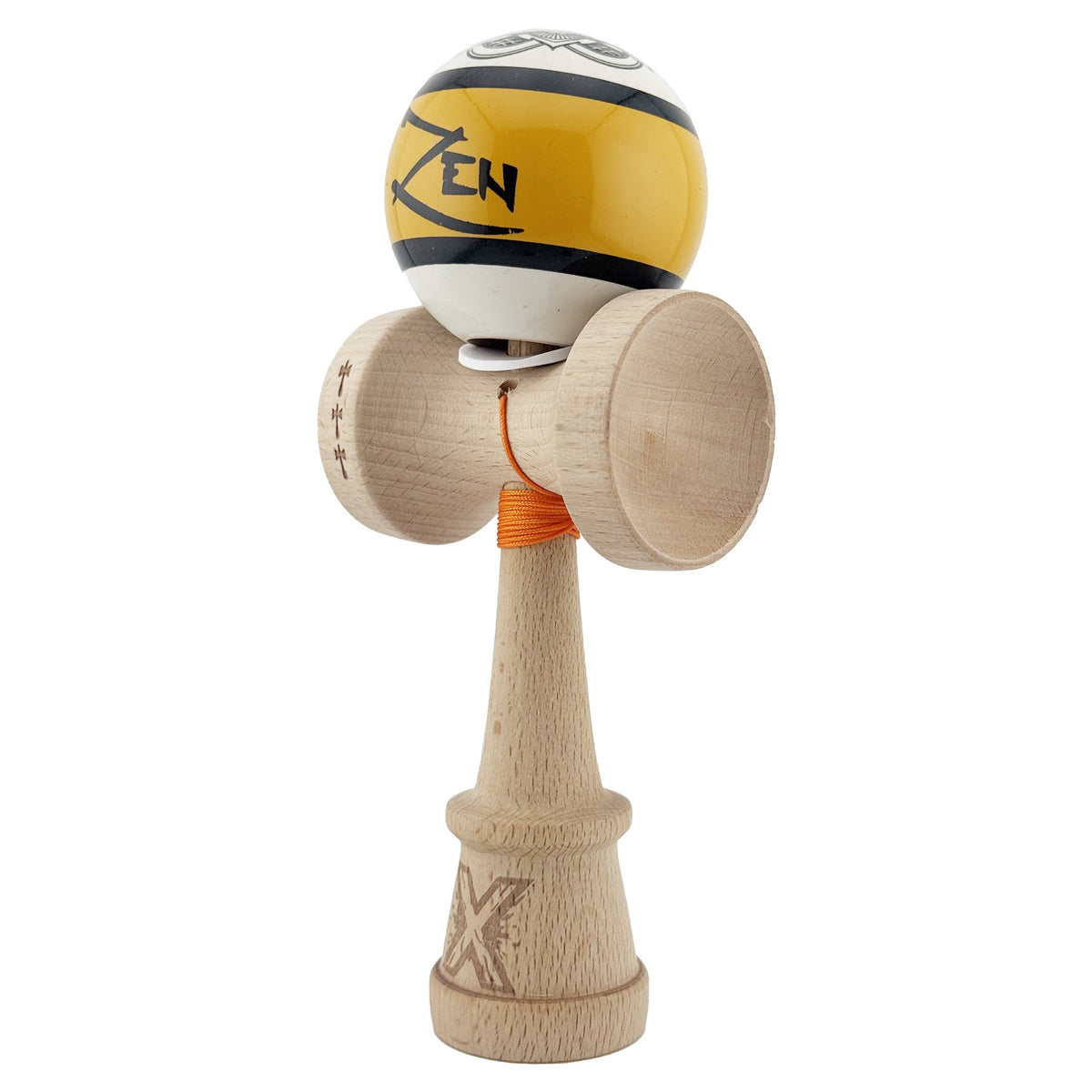 Kendama X Zen Originala, Model V3 Gold, Profesionala, Cupe Mari King Size, Super Sticky, Gaura in Baza, Rulment, Ata 55cm