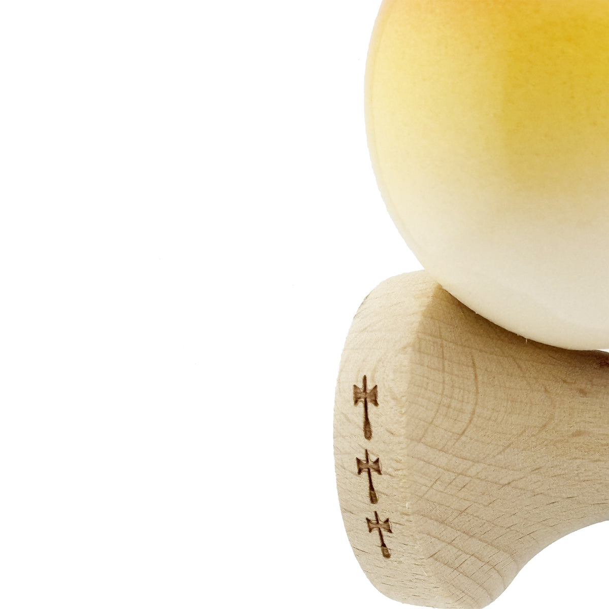 Kendama X Originala, Model Portocaliu / Galben / Alb in Degrade, Profesionala, Cupe Mari, Super Sticky, Rulment, Ata 55cm
