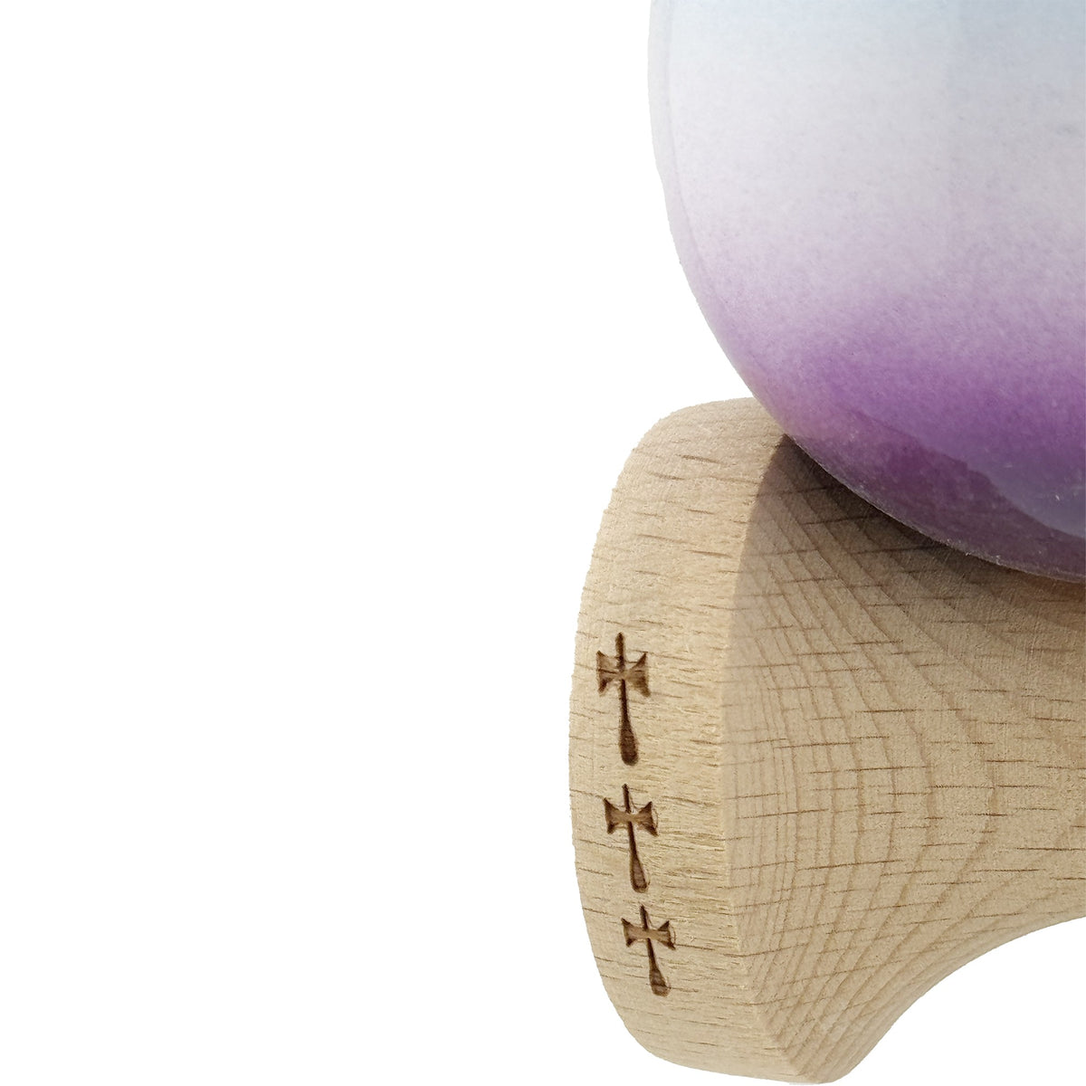 Kendama X Originala, Model Albastru / Alb / Mov in Degrade, Profesionala, Cupe Mari, Super Sticky, Rulment, Ata 55cm