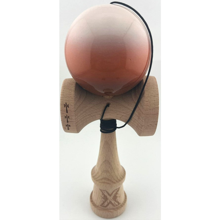 Kendama X Originala, Model Alb / Maro in Degrade, Profesionala, Cupe Mari, Super Sticky, Rulment, Ata 55cm