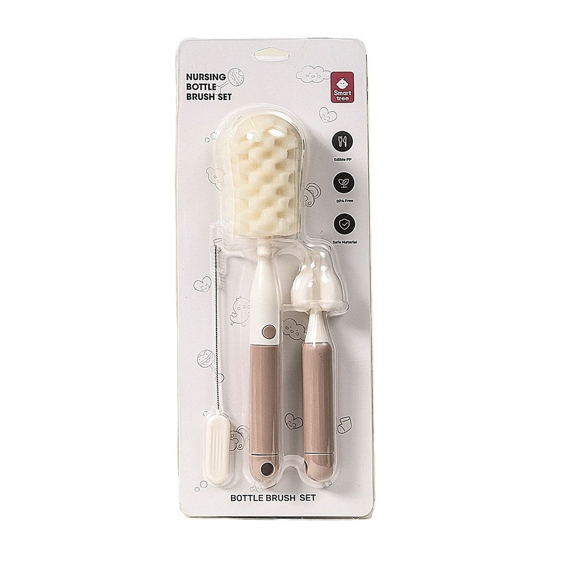 Set Perii pentru Biberon, Tetina si Paie, Curatare 360 Grade, Maner Ergonomic, Burete si PP fara BPA, Roz, 3 Piese