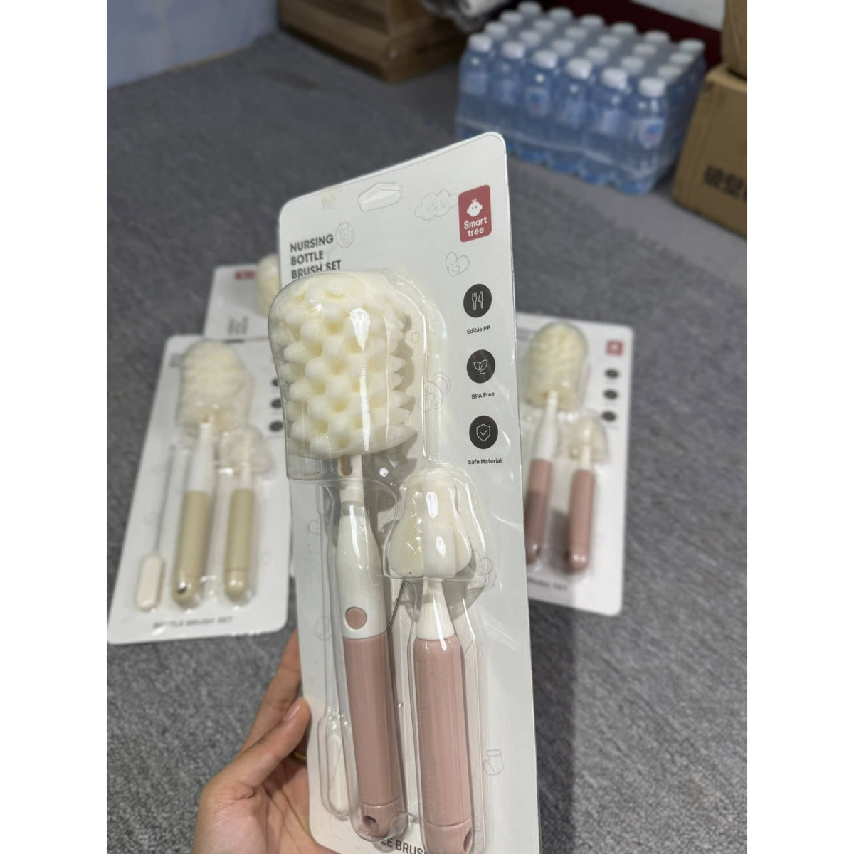 Set Perii pentru Biberon, Tetina si Paie, Curatare 360 Grade, Maner Ergonomic, Burete si PP fara BPA, Roz, 3 Piese